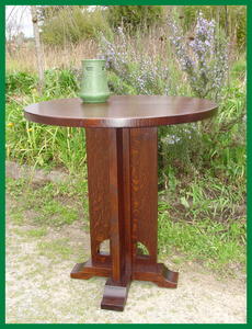 Accurate Replica Limbert's Secessionist Design Lamp Table with Cut-outs.